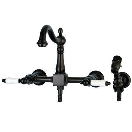 Kingston Brass Kingston Brass KS1265PLBS Wall Mount Kitchen Faucet with Brass Sprayer; Oil Rubbed Bronze KS1265PLBS